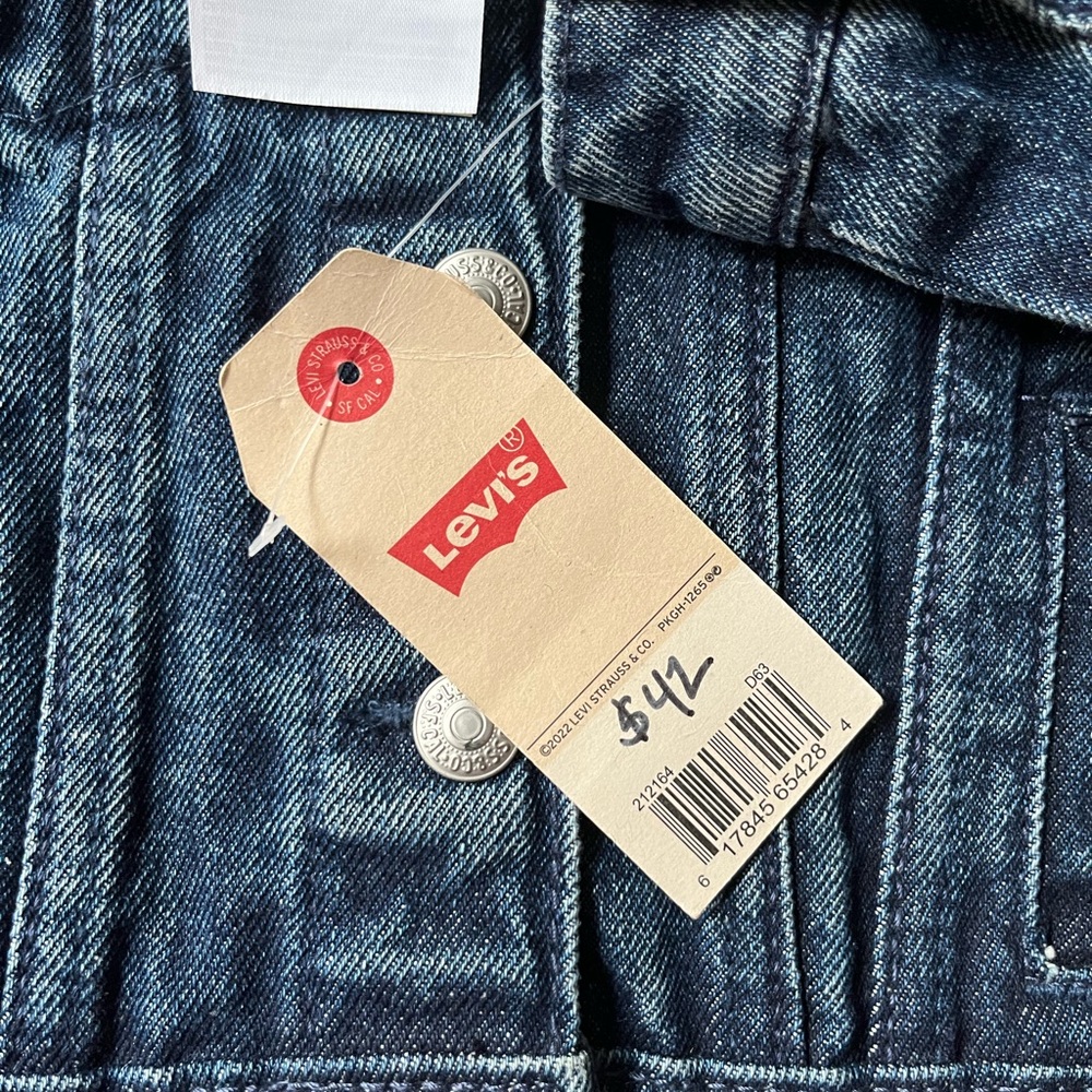 NWT Levi's Toddler Boys Girls Blue Denim Jacket 3T Classic Black Leather Label - Picture 3 of 6